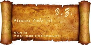 Vincze Zoárd névjegykártya